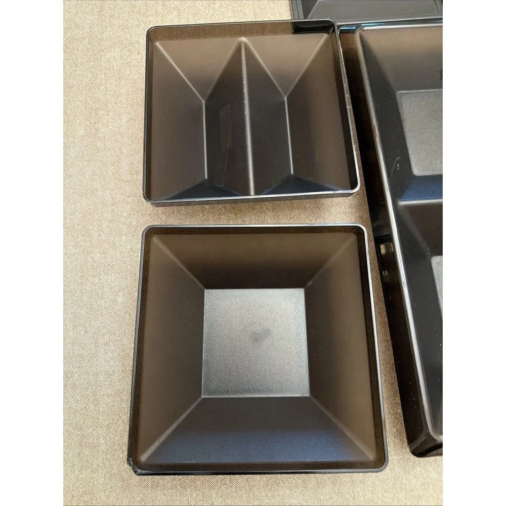 Tupperware #1385 #1386 Smoke Black Get Together Buffet Tray 5 Pieces